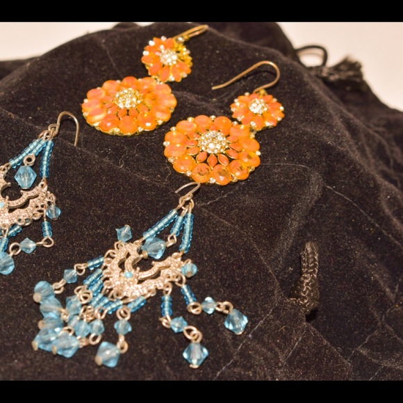 Earrings set Blue glass - Picture 3 of 4